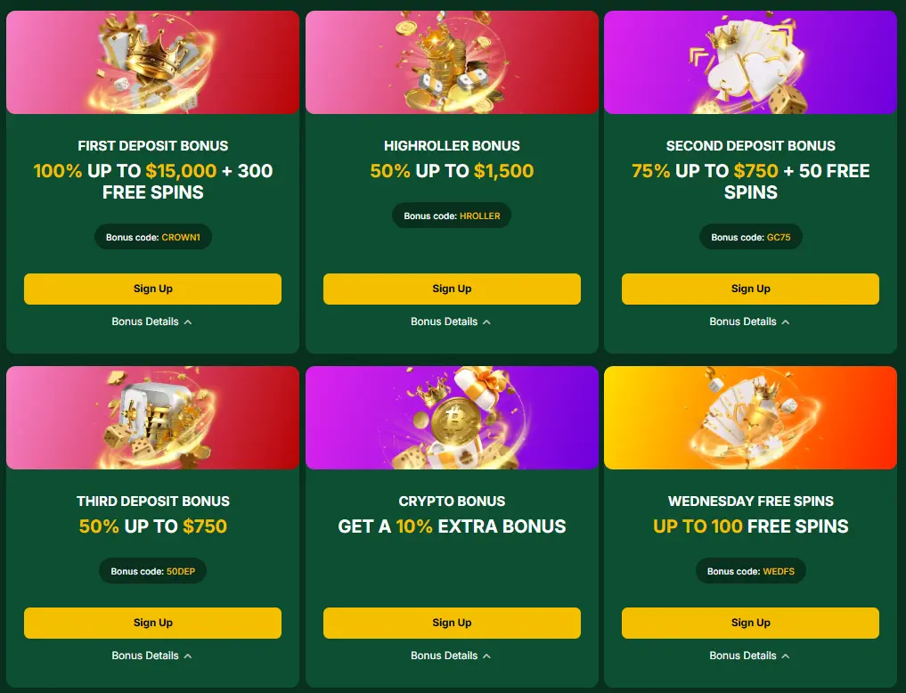 Golden Crown Casino — matched first deposit plus free spins for Australian players